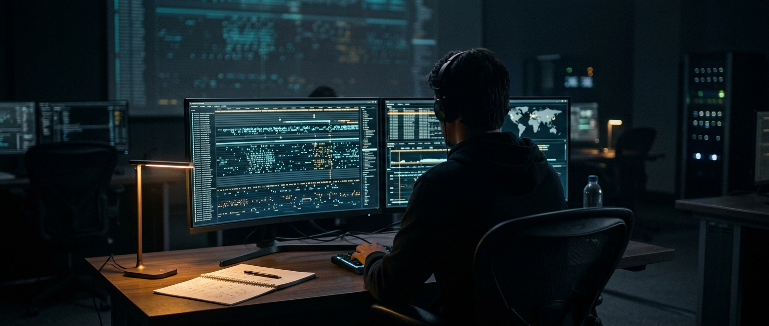 Internal threat hunter at workstation